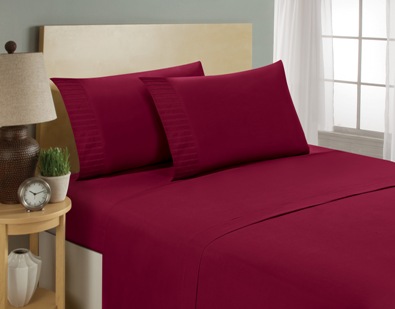 aJOY World Pleated 1800 Series Ultra-soft Premium Microfiber Sheet Set - Queen, Burgundy