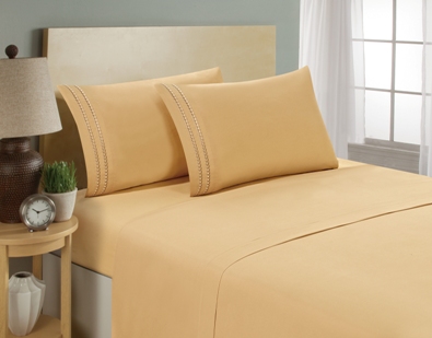 aJOY World Chain Link Embroidery 1800 Series Ultra-soft Premium Microfiber Sheet Set - Full, Camel