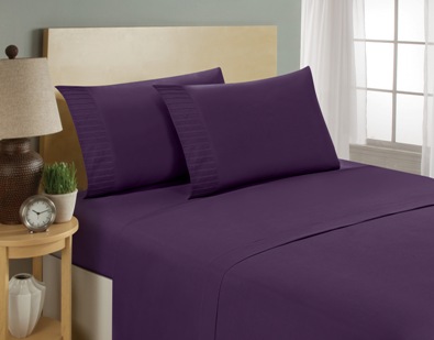 aJOY World Pleated 1800 Series Ultra-soft Premium Microfiber Sheet Set - Queen, Eggplant