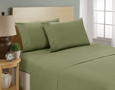 aJOY World Pleated 1800 Series Ultra-soft Premium Microfiber Sheet Set - Full, Sage